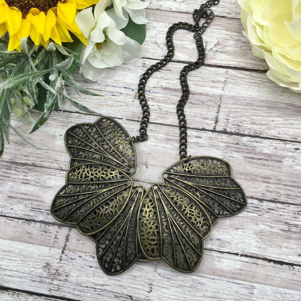 Filigree Brass Leaf Choker